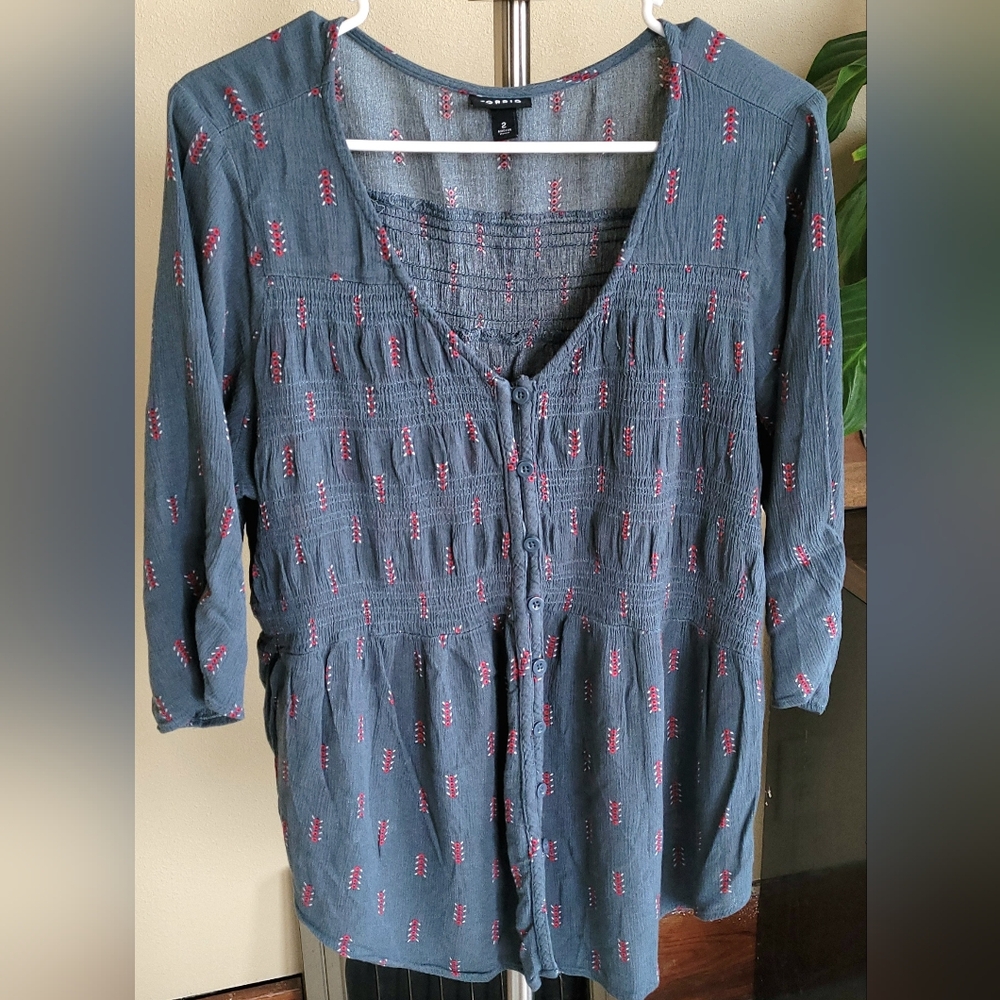 Torrid Smocked Gauze 3/4 sleeve blouse plus-size 2